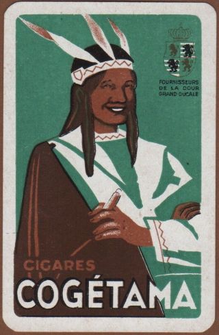 Playing Cards Single Card Old Vintage Cogetama Cigars Tobacco Smoking Indian Man
