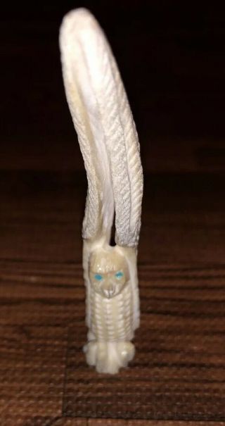 3.  5” High Zuni Carved Antler Owl Fetish Signed Garrick Weeka - Native American