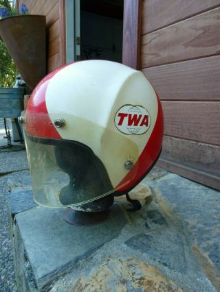Vintage Trans World Airlines Twa Leer Zieler Helmet