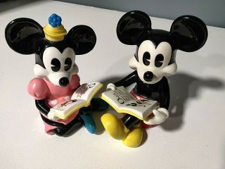 Vintage Disney Ceramic Mickey And Minnie Mouse Bookends -
