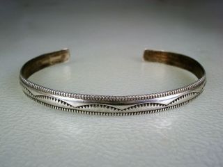 Vintage Navajo Stamped Sterling Silver Bracelet