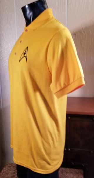 We Love Fine For Fans Star Trek Golf Polo Gold Shirt - Embroidered Logo Sz M 2