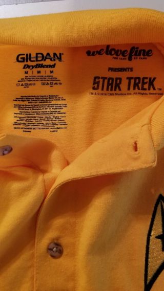 We Love Fine For Fans Star Trek Golf Polo Gold Shirt - Embroidered Logo Sz M 5