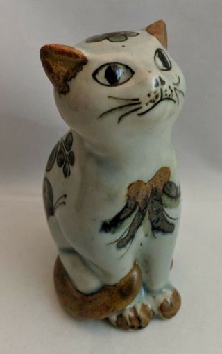 Hand Painted Ken Edwards Mexican Pottery Cat Figurine