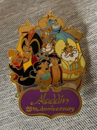 Disney Pin Dsf Dssh 25th Anniversary Aladdin Le 200 Genie Logo Jasmine