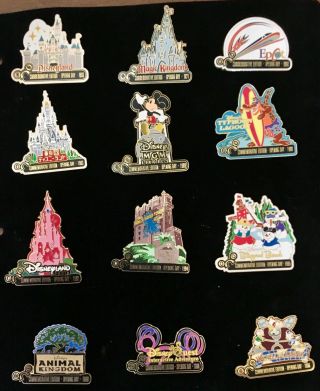 Disney.  Wdw Pin Of The Month.  2000.  Le.  Complete.  Pin &opening Years For Parks