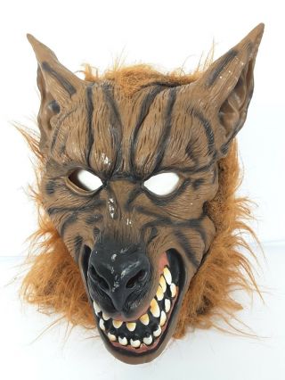 Vintage Halloween Mask Werewolf Rubber Latex Wolf Fur W/ Fangs