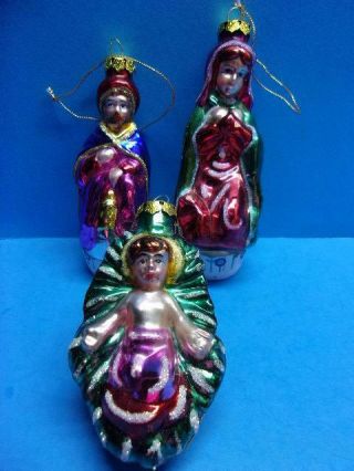 Holy Family Glass Christmas Ornaments Nativity Set Of 3 Mary Joseph Baby Jesus