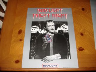 Rare 1985 Vintage Sci - Fi Bud Light Fright Night Halloween Frankenstien Poster