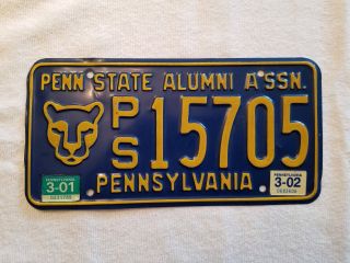 Pennsylvania Penn State University Alumni Association License Plate Blue 2002