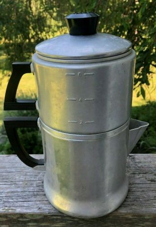 Vintage Wearever 6 Cup Coffee Pot Stove Top Campsite 3046 Drip - O - Lator
