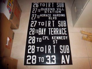 NYC NY IRT SUBWAY SIGN BUS ROLL SIGN QUEENS KENNEDY STREET HARDING BLVD BAY TERR 2