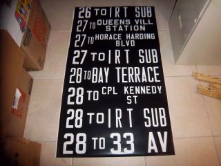 NYC NY IRT SUBWAY SIGN BUS ROLL SIGN QUEENS KENNEDY STREET HARDING BLVD BAY TERR 3
