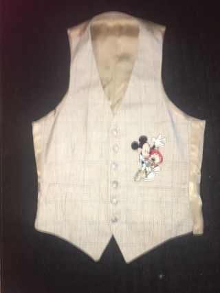 Rare Vintage Cartier Vest Too Cute Made In Usa Mickey Mouse Guitar Disney
