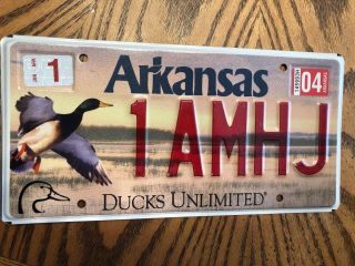 Arkansas Ducks Unlimited Wildlife 2004 Vintage License Plate Duck Hunting