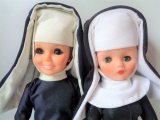 2 Vintage Vinyl Dolls Dressed As Catholic Nuns Ideal Crissy Horsman Revlon Type