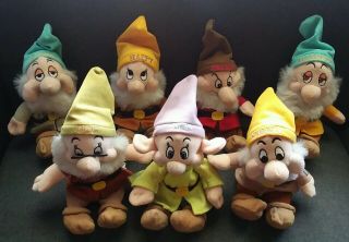 Set Of 7 Disney Bean Bag Plush Toys Snow White And The Seven Dwarfs Beanie Dolls