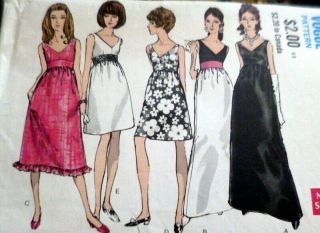 Lovely Vtg 1960s Evening Dress Vogue Sewing Pattern 12/34