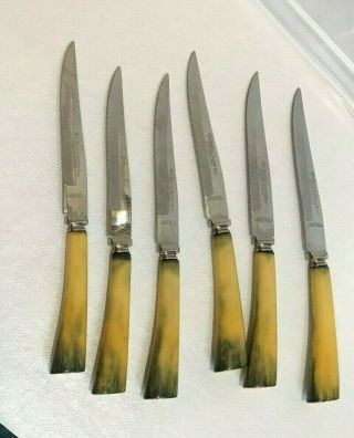Vintage Olde English Stainless Steel Bakelite Handle Steak Knives Set Of 6