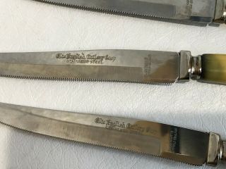 Vintage OLDE ENGLISH STAINLESS STEEL BAKELITE HANDLE STEAK KNIVES Set of 6 3