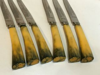 Vintage OLDE ENGLISH STAINLESS STEEL BAKELITE HANDLE STEAK KNIVES Set of 6 6