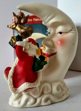 1996 Artmark Santa,  Angel,  & Crescent Man in the Moon Figurine in Fine Porcelain 2