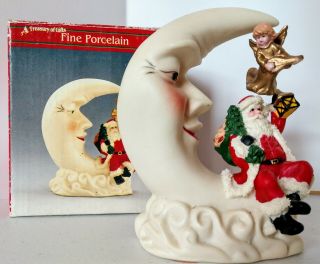 1996 Artmark Santa,  Angel,  & Crescent Man in the Moon Figurine in Fine Porcelain 3
