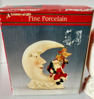 1996 Artmark Santa,  Angel,  & Crescent Man in the Moon Figurine in Fine Porcelain 5