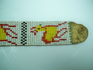Antique Vintage Native American Indian Leather Beaded Bracelet 3