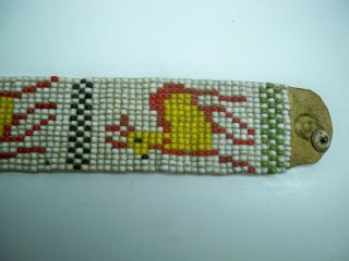 Antique Vintage Native American Indian Leather Beaded Bracelet 8