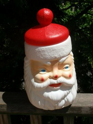 Vintage Plastic Santa Claus Cookie Jar Christmas Holiday 12 Inches Tall