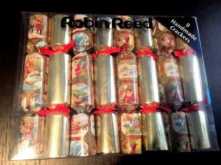 Vintage Christmas Crackers Robin Reed 8 Handmade Crackers Boxed Never Opened