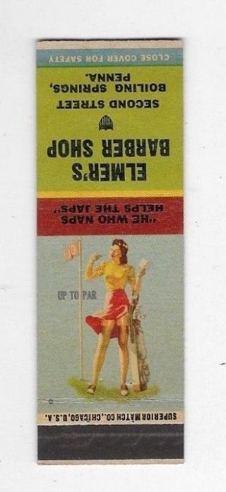 Wwii Pin Up Matchbook Cover Elmer 