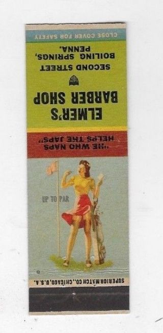 Wwii Pin Up Matchbook Cover Elmer 