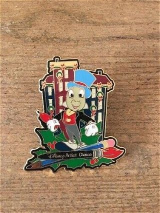 Htf Le Old Disney Pin December Artist Choice Holiday Jiminy Cricket Christmas
