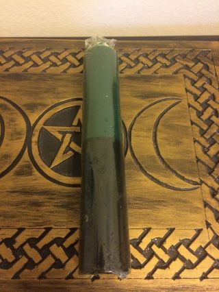 9 " Green/ Black Pillar Candle Wiccan Pagan Witchcraft Altar Supply Wicca Ritual