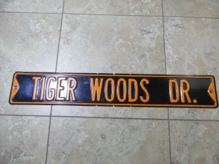 Tiger Woods Dr Metal Street Sign Black Orange Mancave Bar Parking Heavy 36 " X 6 "