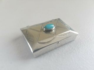Authentic Vintage Native American Sterling Silver Turquoise Pill Box