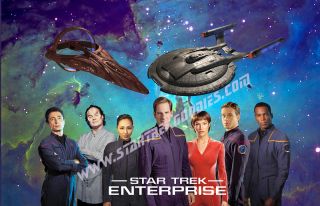 Star Trek: Enterprise Crew Poster With Nx - 01 & Vulcan 17 " X11 " Get Autographed