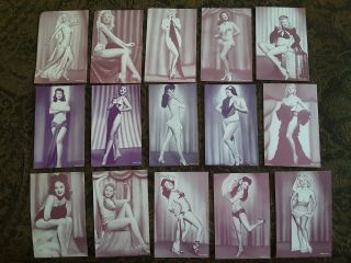 1940s - 50s Exhibit Supply Co.  Placards X15 Pinup Girls,  All Cool Purple Tone
