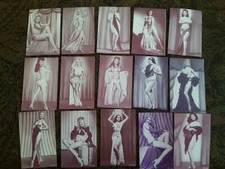 1940s - 50s Exhibit Supply Co.  Placards X15 Pinup Girls,  All Cool Purple Tone,  2