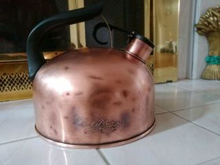 Vintage 1801 Paul Revere Ware Solid Copper Whistling Tea Kettle Rome Ny Usa - 83