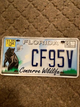 Florida Conserve Wildlife Bear License Plate November 2001 2002