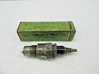 Vintage Antique Tungsten H.  D.  Blue Spark Plug With Tin (2) 7/8 " Collectible Dp