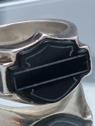 Harley - Davidson sterling silver ring,  black bar and shield,  MOD sz 8 4