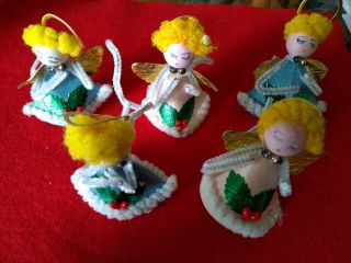 Vintage Christmas Spun Cotton Head Angels Package Ties 3