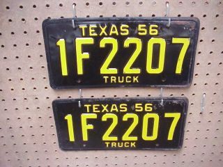 1956 Truck Texas License Plates Pair Or Set No 1f 2207