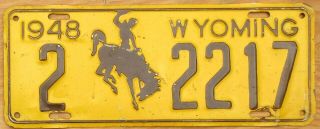 1948 Wyoming License Plate Number Tag