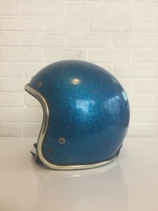 Vintage 1960 ' s to 1970 ' s Arthur Fulmer AF 20 Blue Metalflake Helmet Large 2