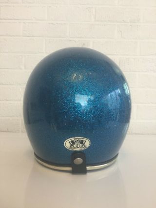 Vintage 1960 ' s to 1970 ' s Arthur Fulmer AF 20 Blue Metalflake Helmet Large 3